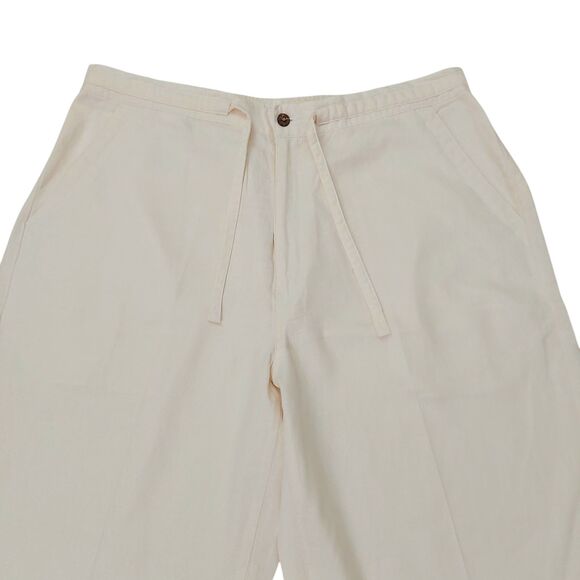 Cubavera Pants Mens Large Beige Linen Blend Straight Leg Travel Beach Casual - Picture 2 of 11